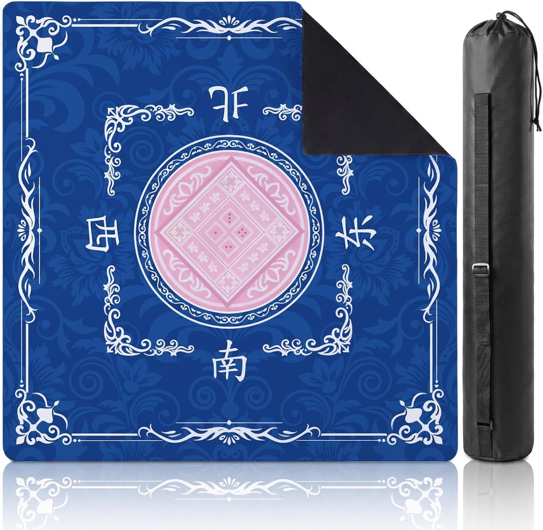 Thenshop Mahjong Mat Thickened Anti-Slip Game Mat with Drawstring Carrying Bag, 31.5" x 31.5" Waterproof Noise-reducing Table Cover for Mahjong, Poker, Card Games, Dominoes (Classic Style)