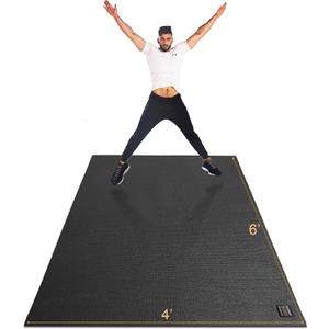 GXMMAT Large Exercise Mat 6'x4'/6'x5'/6'x6'(7mm), Thick Workout Mats for Home Gym Flooring, Extra Wide Non-Slip Durable Cardio Mat, Shoe Friendly, Perfect for Plyo, MMA, Jump Rope, Weights, Fitness
