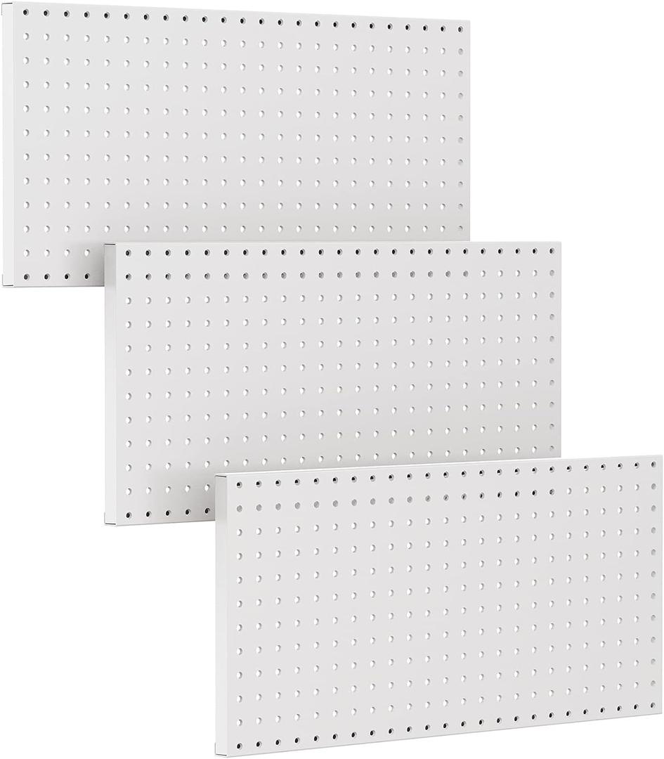 TORACK 3Pcs Metal Pegboard Panels(12x24 inch) for Wall Garage Utility Tools Storage Pegboard for Workbench, Modular Peg Board Tool Organizer Boards(Pack of 3, Grey) (Gray)