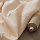 ZeeMart Grid Embroidered Hemmed Tablecloths, Cream 52x52 Inch, Farmhouse Style Heavy Weight Cotton Linen Cream Tablecloths, Boho Plaid Water Resistant Square Table Cloth