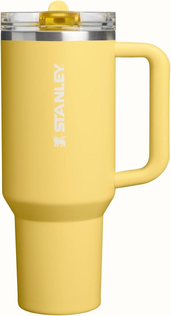 STANLEY Quencher ProTour Flip Straw Tumbler with Leakproof Lid 40 oz | Built-In Straw & Handle | Cupholder Compatible for Travel | Insulated Stainless Steel Cup | BPA-Free | Daffodil