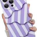 for iPhone 16 Pro Max Case, Cute Irregular Purple and White Stripes Pattern Aesthetic Design, Camera Lens Protection Slim Soft TPU Shockproof and Anti-Scratch Protective Cover for Girls Women