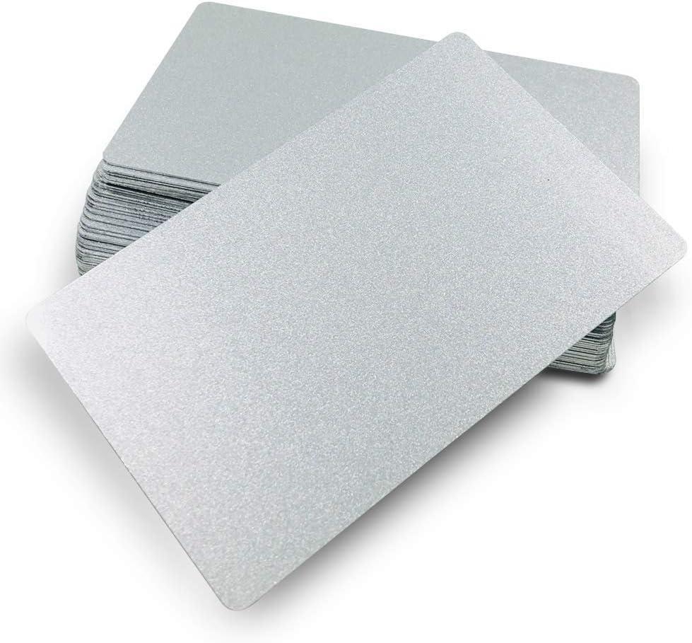 Sublimation Aluminum Metal Business Cards 50pcs 0.45mm Peal Silver | Blanks 3.4x2.1X0.018 inch for Color Print / Laser Engrave