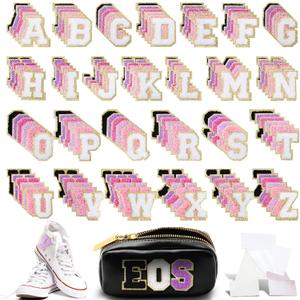 156 Pieces Chenille Letter Patches Self Adhesive Letter Patches 6 Set A-Z Stony Clover Patches Preppy Patches Varsity Chenille Letters for DIY Phone Bags Backpacks Hats (Purple Multi)