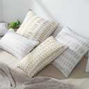 2 x Metallic Gilding Silver Print Couch Throw Pillow Cover 1pc Pure Nature Linen Blend 20"X20" AmaZulu Geometric Decorative Pillowcase Christmas Pillow Cover Accent Cushion Shell 50X50cm