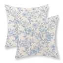 GOLIANDA Baby Blue Pillow Covers 20x20 Set of 2 Blue and Cream Floral Chinoiserie Throw Pillows Vintage Rustic Toile Flower Decorative Pillowcase Outdoor Chinoiserie Decor Cushion Case for Couch Sofa