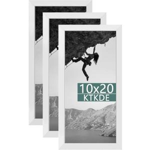 KTKDE 10x20 Picture Frame Wooden White 3 Pack,Poster Frame with Polished Plexiglass, Studio Gallery Wall Hanging Posters & Best gift