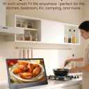 Desobry 16 Inch Small Smart TV, LCD Small Kitchen TV with WiFi, Bulit-in 180Adjustable Stand/ATSC Tuner/HDMI/AV/USB for Camping, Bedroom, RV, Patio, Indoor & Outdoor Use