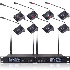 XTUGA CM280 8 Channel Wireless Gooseneck Microphone System, UHF Fixed Frequency Conference Mics with Crystal-Clear Audio for Corporate Boardrooms, Government Meetings & Large Conferences