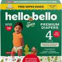 Hello Bello Dr. Seuss Baby Grinch Premium Diapers, Size 4 (22-37 lbs), 58ct Plus Bonus Wipes: Softness & Protection for Sensitive Skin