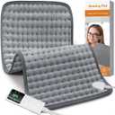 Heating Pad for Back Pain Relief, Heating Pads for Period Cramps with 9 Heat Settings & 4 Timers Auto-off, Machine Washable, Dry & Moist Heat, Soft Electric Heating Pad for Sore Muscles, Gift, 12''×24''
(Grey)