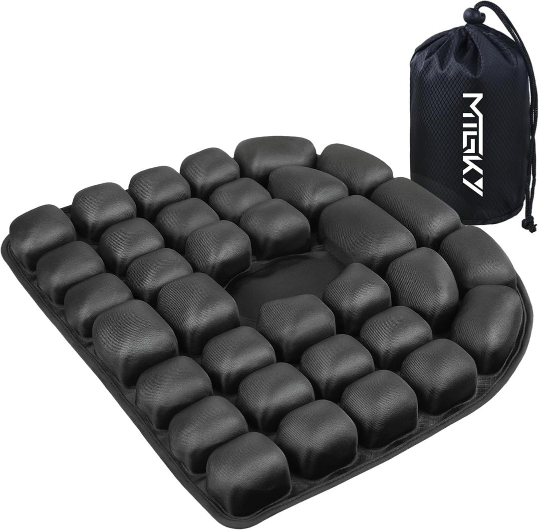 Sondor Travel Cushion,Portable & Adjustable Airplane seat Cushion for Long Flights,Inflatable Cushion for Wheelchair, Travel,Driving (Jet Black)