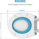 Blue Round Toilet Seat with Built-In Potty Training Seat for Adult and Child, Soft Quiet-Close Lid with Non-Slip Design, Magnetic Kids Seat, Easy to Install and Clean, Size: Round (17″)