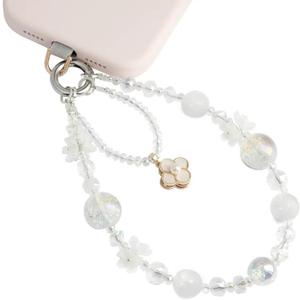 Phone Charm for Women, Anti-Theft Phone Wrist Strap, Hands-Free & Detachable Cellphone Lanyard Chain with Tether Tab (Milky Gleam)