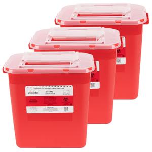 Alcedo Sharps Container for Home Use 2 Gallon (3-Pack), Biohazard Needle and Syringe Disposal, Professional Medical Grade