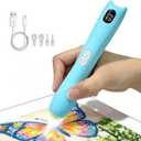 Tolcuez Electric Diamond Art Pens, 3 Speed Adjustable Diamond Art Kit for Adults, Wireless Diamond Painting Kits with Light and Ergonomic Grip.Blue