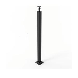 Black Railing Post, Metal Stair Post with Adjustable 270°Angle Bracket for Porch, Concrete, Wooden Steps (H:33.46in) 2pcs