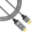 8K DisplayPort to HDMI Cable, (DP to HDMI 4K 120Hz 8K 60Hz Cable) Uni-Directional Display Port to HDMI Monitor Converter Compatible. Male to Female (8K 30Hz Cable)