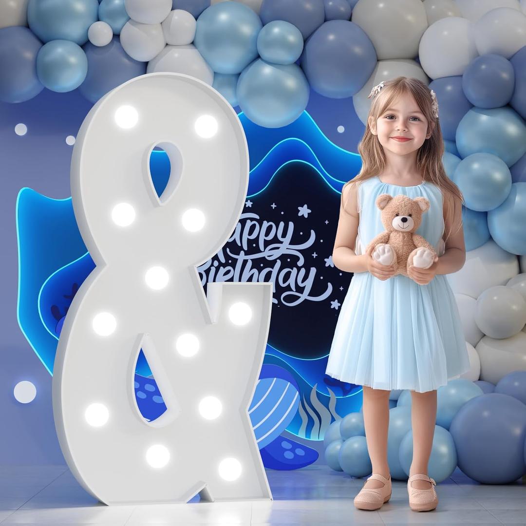 Big Marquee Light-up Letter Decorations: 4 Feet Tall Large Letters & Marry Me Proposal Gender Reveal Alphabet 4FT Sign Graduation Party Wedding Engagement Anniversary HOCO Decor Mosaic Balloon