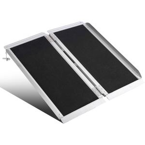2FT Aluminum Wheelchair Ramp, Portable Folding Threshold Ramp, 800 lbs Capacity, Non-Slip Surface