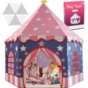 Large Girls Play Tent Princess, Boys Castle Kids Playhouse Indoor Outdoor Toddler Teepee | American Style Design, Age 3-8| Detailed Instructions| Colorful Package| Christmas Birthday Gift Pink