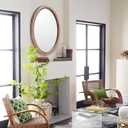 sawsile Round Wood Mirror,24 inch Circle Rustic Farmhouse Natural Wooden Frame Boho Beads Wall Mirror for Bathroom,Living Room,Bedroom or Entryway