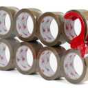 BOMEI PACK Heavy Duty Brown Packing Tape with Dispenser, 2.6 mil, 1.88 inch x 55 Yards 8 Pack, Ultra Strong, Refill for Industrial Shipping Box Packaging Tape for Moving, Office, & Storage