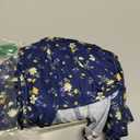 Loemes Summer Casual Cute Floral Flowy Square Neck Sundressses with Pocket Beach Dress for Women (Small, Blue Star Flower-52)