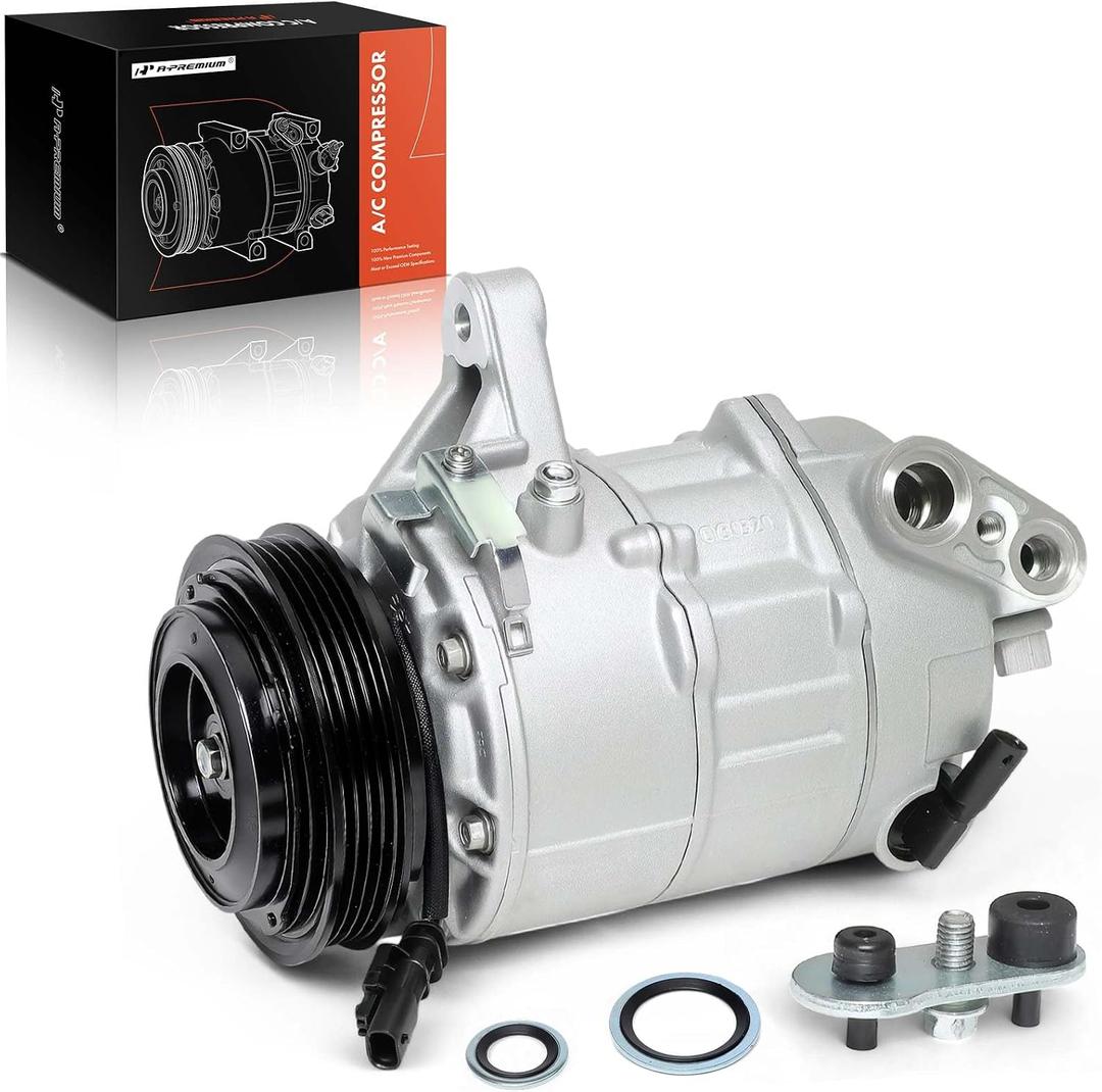 A-Premium Air Conditioner AC Compressor with Clutch Compatible with Chevrolet Silverado 1500 5.3L 2016-2018, GMC Sierra 1500 5.3L 2016-2018, Fit MILD HYBRID EV-GAS (MHEV), not fit Gas & Flex