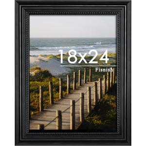 18x24 Picture Frame, Vintage Black 18 x 24 Poster Frame with HD Plexiglass Durable for Horizontal or Vertical Wall Mounting, 1 Pack