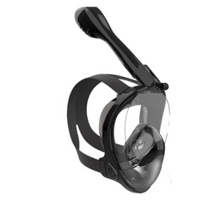 Full Face Snorkel Mask, Diving Mask for Kids and Adults,180 Panoramic View Snorkel Mask with Camera Mount, Safe Breathing, Anti-Leak&Anti-Fog (Medium, BLACK+BLACK)
