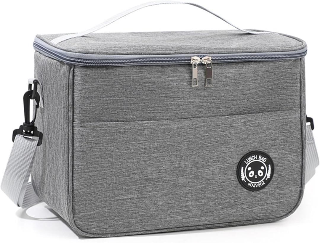 Lunch Bag Insulated Lunch Box Resuable for Adult Men Women Large Leakproof Tote Gray