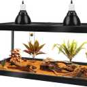 PROLEE Bearded Dragon Tank, 81 Gallon Reptile Tank with Meatl Mesh Roof and Front Sliding Door, Lizard Tank, Spacious Reptile Enclosure for Snakes, Lguanas, Chameleons (Black), Size 47x20 inches