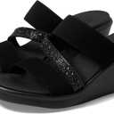Skechers Women's Rumble ON-Social Glam Wedge Sandal, Black/ Black, 7