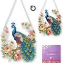 SOURMO Hanging Diamond Art Painting Ornament Peacock, DIY Double Sided Acrylic Diamonds Painting Pendant Kit for Adults