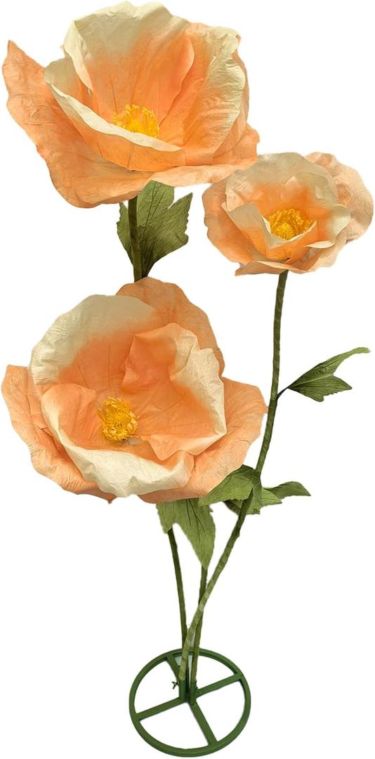 3PCS Giant Fake Artificial Flowers Indoor Decoracion Set - 80 Inchs Adjustable Waterproof 3D Paper Faux Large Flowers Outdoor Decor, Big Flower for Home Wedding Party Garden Hotel Office Backdrop