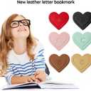 4 x Personalized Leather Heart Bookmark with Initial, Cute Letters Custom Corner Book Mark for Reading Women, Student, Book Lovers, Teacher Appreciation Gifts, Book Accessories (E)