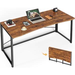 Huuger Folding Desk for Small Spaces, 47.2 Inch Foldable Computer Table, for Home Office, Study, Bedroom, Dorm, Space Saving, Small Writing Work Office Computer Desk, Easy to Fold, Rustic Brown, 18.9"D x 47.2"W