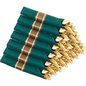 Supernal 120 Pack Gold Plastic Silverware with Green Napkins,Gold Silverware Disposable,Wrapped Plastic Cutlery Set with Napkin,Pre Rolled Silverware Set Disposable,Christmas Cutlery Suitable for 120 Guests (Green and Gold)