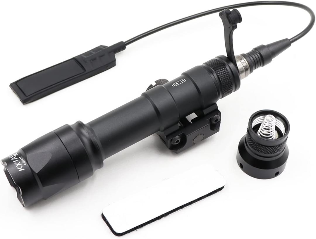 Tactical Picatinny Flashlight M600C Light LED Whitelight with Strobe Weapon Rifle Light, with Remote Pressure Switch Tactical Light 400 Lumens, Black