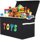 Toy Box Chest, Collapsible Sturdy Storage Bins with Lids, Extra Large Kids Toy Storage Organizer Boxes Bins Baskets for Kids, Boys, Girls, Nursery Room, Playroom, Closet (BLACK)