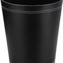 KINGFOM Classic Pu Leather Trash Can Wastebasket, Small Garbage Container Can for Bathrooms, Powder Rooms, Kitchens, Home, Office and and High Class Hotel Round Black