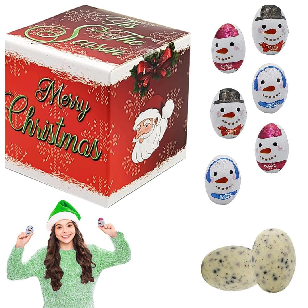 Fruidles Christmas Milk Chocolate Cookies & Cream Snowmen Party Bag Fillers, Individually Wrapped Foils, Kosher Dairy (Half-Pound)