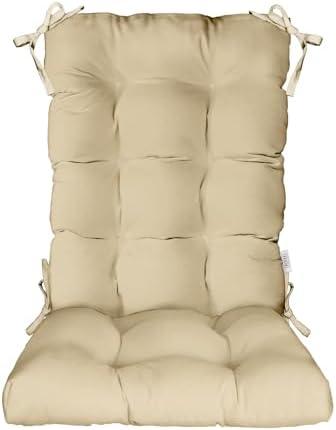 RSH Décor Sunbrella Tufted Rocker Cushion – 16" x 17" Seat Cushion with 16" x 21" Back, Fade & Water-Resistant, Indoor/Outdoor Chair Pad (Canvas Antique Beige) - Made in USA