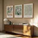 Large Framed William Morris Wall Art for Living Room, Set of 3 Vintage Sage Green Botanical Canvas Prints, Van Gogh Floral Plant Artwork for Bedroom, Hallway, or Home Office Decor, 24x36 Inch, 24"W x 36" H x 3Pcs