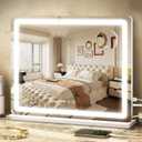 ROLOVE 23"x 18" Large Vanity Mirror with Lights, LED Makeup Mirror for Dresser and Desk, 10X Magnification, Dimmable Touch Control, Wall Mounted or Tabletop Mirror for Bedroom (White)