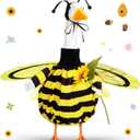 FuWeave Spring Bee Porch Goose Outfit for 23" Porch Goose Clothes with Bee Wings Sunflower for Spring Summer Outdoor Statue Garden Deck Patio Yard Lawn Art Decoration
