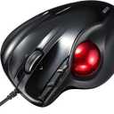 SANWA Wired Ergonomic Trackball Mouse, Programmable Roller Ball Mice, Tilt Scroll, 400/800/1200/1600 DPI, Computer trackball & Finger Rest, Compatible with Mac, Windows, Laptop, Chrome OS, Black