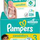 Diapers Size 3, 168 Count and Baby Wipes - Pampers Swaddlers Disposable Baby Diapers and Water Baby Wipes Sensitive Pop-Top Packs, 336 Count (Packaging May Vary) (504 Piece Set)