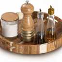 12" Acacia Wood Lazy Susan Turntable Organizer, Double Handle Cabinet Organizer with High Rim，Round Wooden Lazy Susan for Table Top Cabinet Pantry Countertop Cupboard Organization